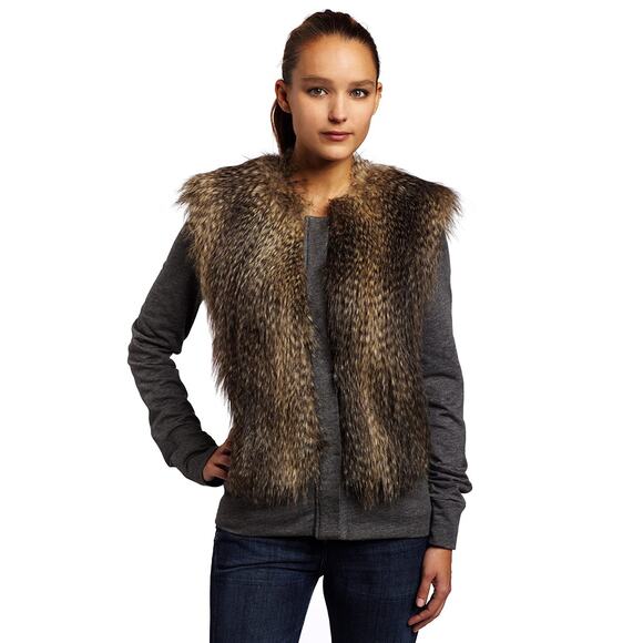 3 Dots Faux Fur Stole Sweatshirt Knit‎ Jacket S Heathered Gray - Picture 1 of 10